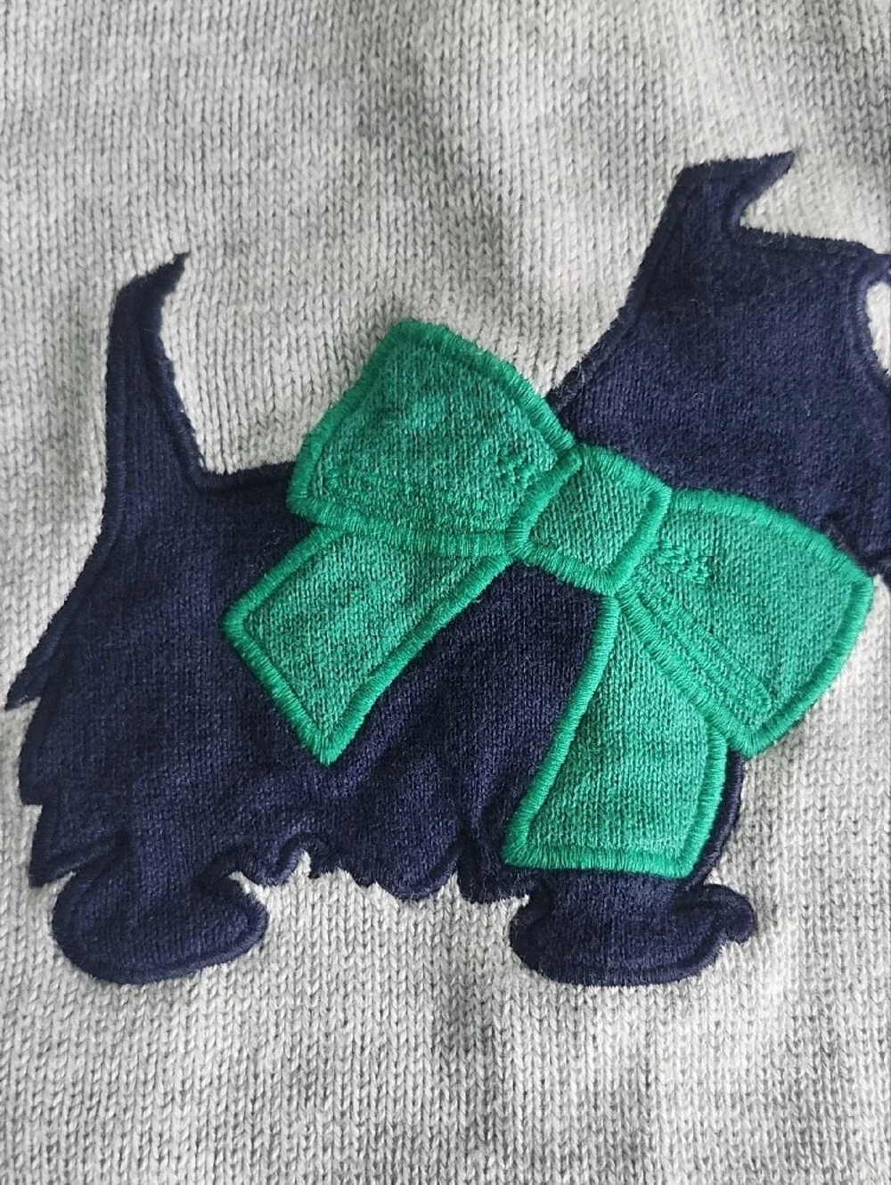 Gymboree Gray Knit Dress with Navy Scottie and Green Bow